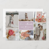 Elegante Typografie 6 Foto Collage Lilac Wedding Dankeskarte (Vorne/Hinten)