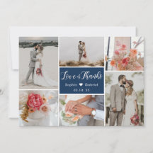 Elegante Typografie 6 Foto Collage Navy Hochzeit