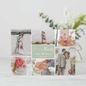 Elegante Typografie 6 Foto Collage Wedding Dankeskarte (Stehend Vorderseite)