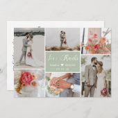 Elegante Typografie 6 Foto Collage Wedding Dankeskarte (Vorne/Hinten)