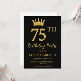 Elegante Typografie 75. Geburtstagseinladungen Einladung
