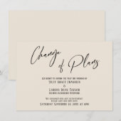 Elegante Typografie Änderung von Plänen Cream Card Einladung (Vorne/Hinten)