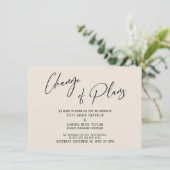 Elegante Typografie Änderung von Plänen Cream Card Einladung (Stehend Vorderseite)