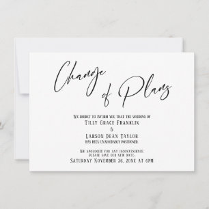 Elegante Typografie Änderung von Plänen Hochzeitve Einladung