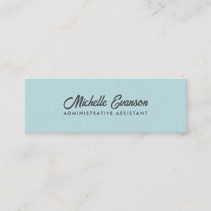 Elegante Typografie Aqua Blue Linen Minimalistisch Mini Visitenkarte