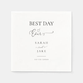 Elegante Typografie: BEST DAY JE Hochzeit Serviette