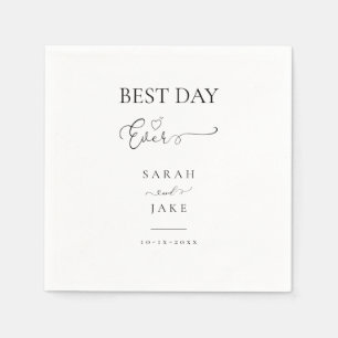 Elegante Typografie: BEST DAY JE Hochzeit Serviette