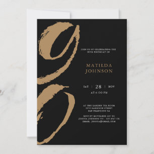 Elegante Typografie Black and Gold 90. Geburtstag Einladung