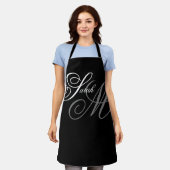 Elegante Typografie Black Monogram Schürze (Getragen)