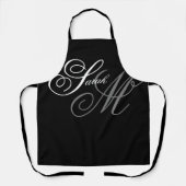 Elegante Typografie Black Monogram Schürze (Vorderseite)