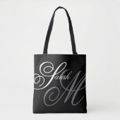Elegante Typografie Black Monogram Tasche (Vorderseite)