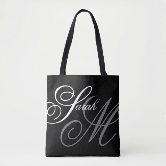 Elegante Typografie Black Monogram Tasche (Vorderseite)