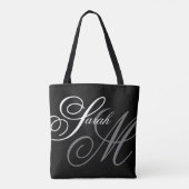 Elegante Typografie Black Monogram Tasche (Rückseite)
