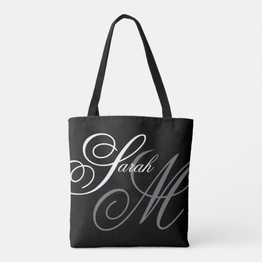 Elegante Typografie Black Monogram Tasche (Rückseite)
