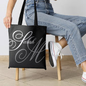 Elegante Typografie Black Monogram Tasche