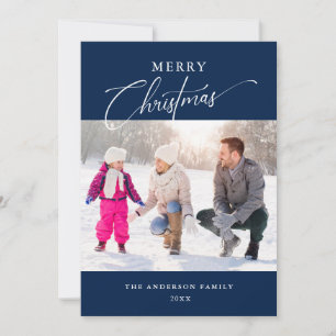Elegante Typografie Blau 2 Fotos Frohe Weihnachten