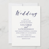 Elegante Typografie| Blaue Hochzeit der Marine Einladung (Vorderseite)