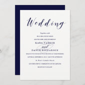 Elegante Typografie| Blaue Hochzeit der Marine Einladung (Vorne/Hinten)