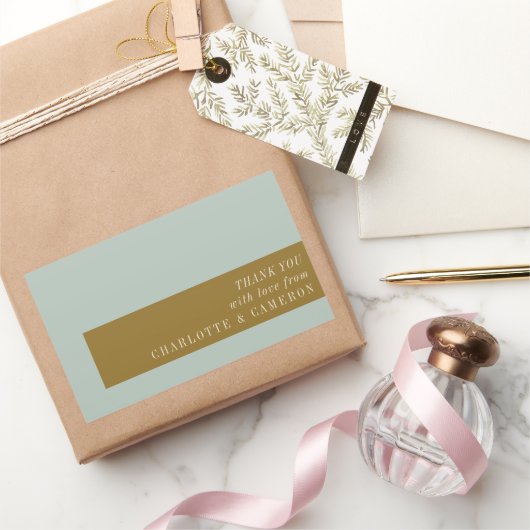 Elegante Typografie Blue Olive Custom Vielen Dank Rechteckiger Aufkleber (Schenken)