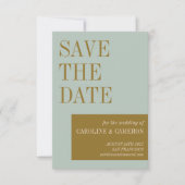 Elegante Typografie Blue Olive Gold Hochzeit Save The Date (Vorderseite)