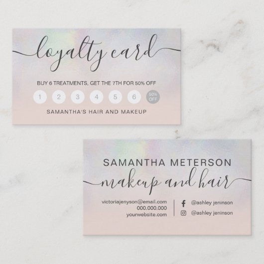 elegante Typografie blush perlen nacre ombre Treuekarte (Vorne/Hinten)