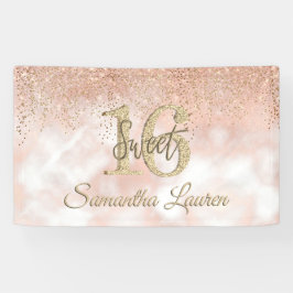 Elegante Typografie Blush Pink Gold Sweet 16 Banne Banner