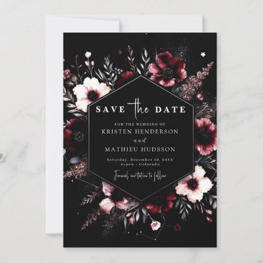 Elegante Typografie Burgundy Wedding Save The Date (Vorderseite)
