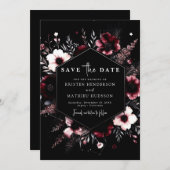 Elegante Typografie Burgundy Wedding Save The Date (Vorne/Hinten)