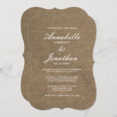 Elegante Typografie Burlap Wedding Einladung (Vorne/Hinten)