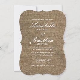 Elegante Typografie Burlap Wedding Einladung