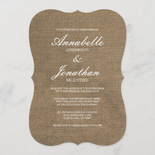 Elegante Typografie Burlap Wedding Einladung