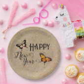 Elegante Typografie Butterfly Stars Rustikales Neu Pappteller (Party)