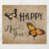 Elegante Typografie Butterfly Stars Rustikales Neu Schaumweinetikett (Einzelnes Label)