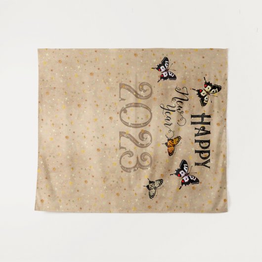 Elegante Typografie Butterfly Stars Rustikales Neu Wandteppich (Vorderseite (Horizontal))