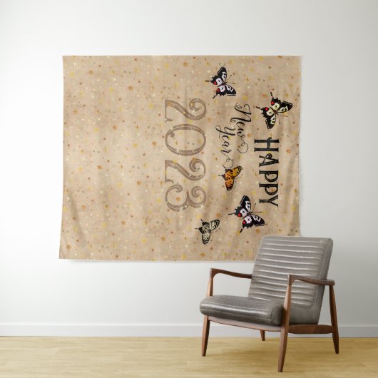 Elegante Typografie Butterfly Stars Rustikales Neu Wandteppich (Beispiel (Horizontal))