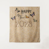 Elegante Typografie Butterfly Stars Rustikales Neu Wandteppich (Vorderseite)