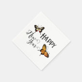 Elegante Typografie Butterfly Weißes Glück Neues J Serviette (Ecke)