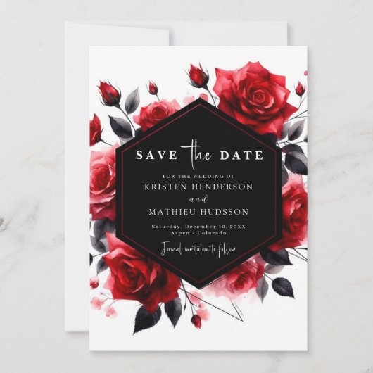 Elegante Typografie Crimson Red Wedding Save The Date (Vorderseite)