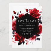 Elegante Typografie Crimson Red Wedding Save The Date (Vorne/Hinten)