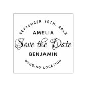 Elegante Typografie Custom Wedding Save the Date Gummistempel (Prägung)
