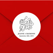 Elegante Typografie Custom Wedding Save the Date Runder Aufkleber