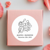Elegante Typografie Custom Wedding Save the Date Runder Aufkleber