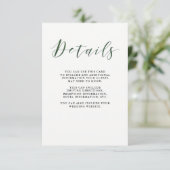 Elegante Typografie | Deep Green Guest Details Begleitkarte (Stehend Vorderseite)