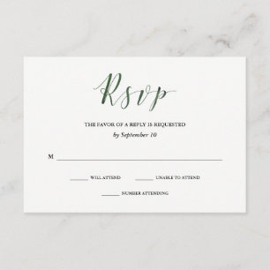 Elegante Typografie Deep Green Wedding RSVP Karte