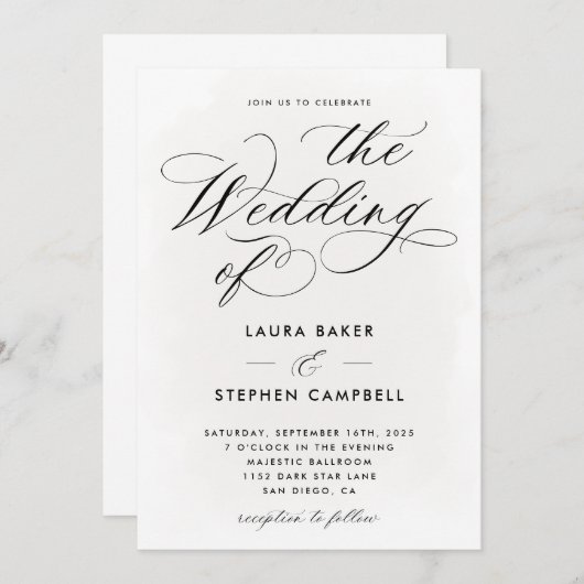 Elegante Typografie-Einladung Einladung (Vorne/Hinten)