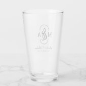 Elegante Typografie Et-Zeichen Monogramm Hochzeit Glas (Rückseite)
