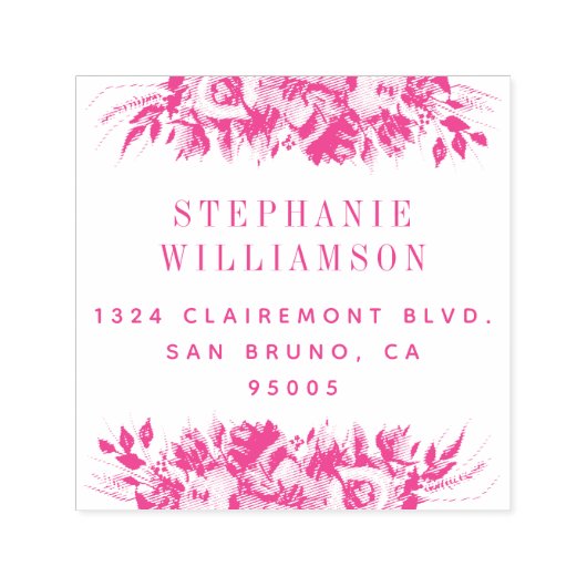 Elegante Typografie, florale Rücksendeadresse Permastempel (Design)