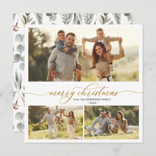 Elegante Typografie Foliage 3 Weihnachten im Foto (Vorne/Hinten)