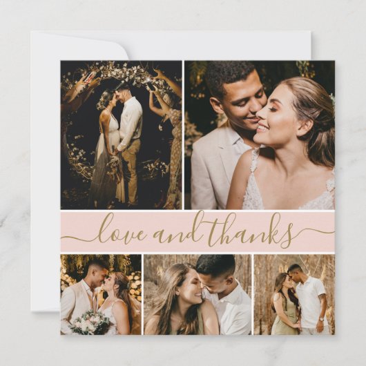 Elegante Typografie Foto Collage Wedding Dankeskarte (Vorderseite)