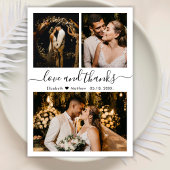 Elegante Typografie Foto Collage Wedding Dankeskarte